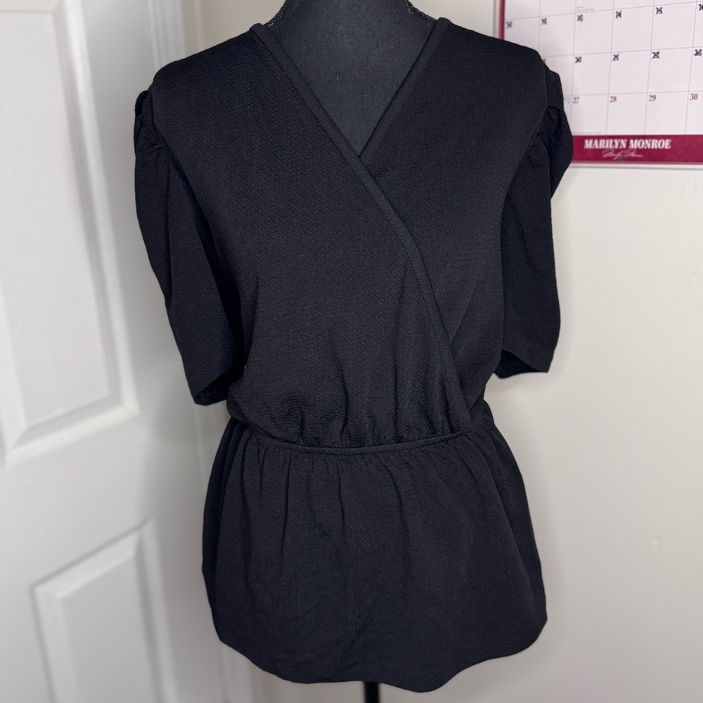 Chic Black Wrap Blouse